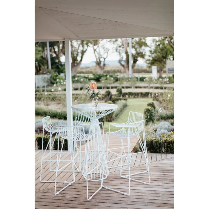 WIRE GALVANISED STEEL STOOL - WHITE - Image 4