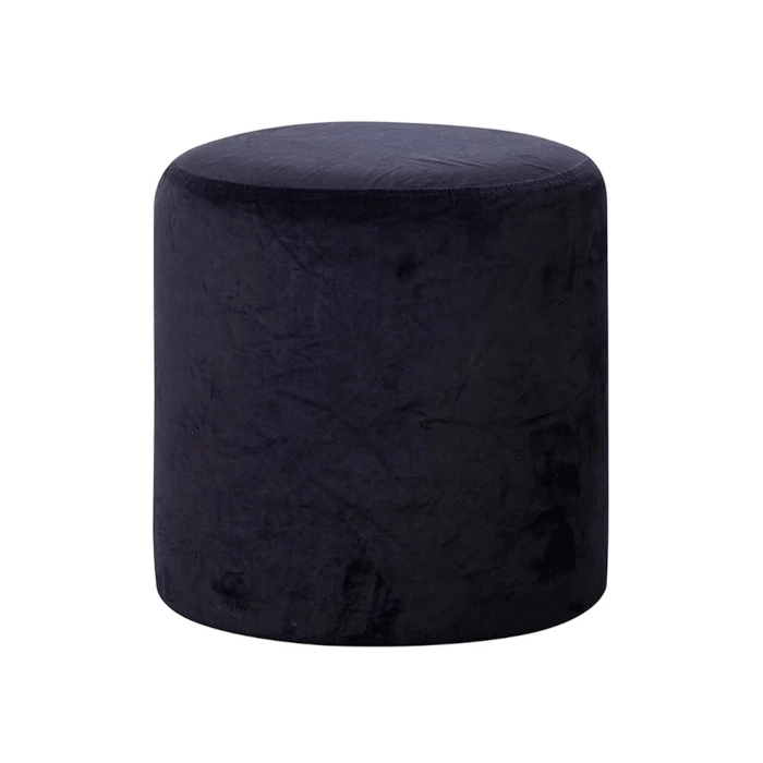 VELVET OTTOMAN - BLACK