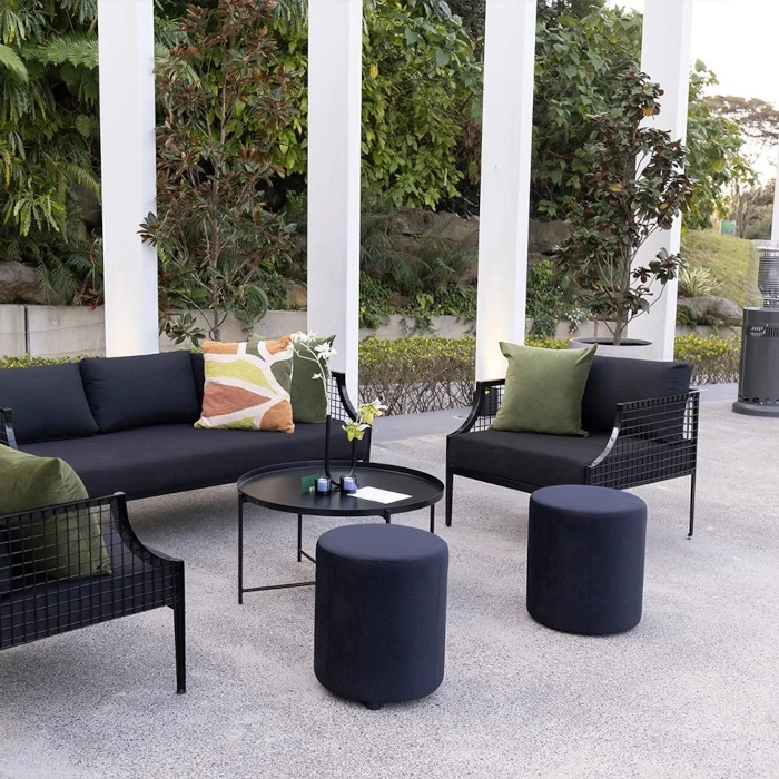 VELVET OTTOMAN - BLACK - Image 2