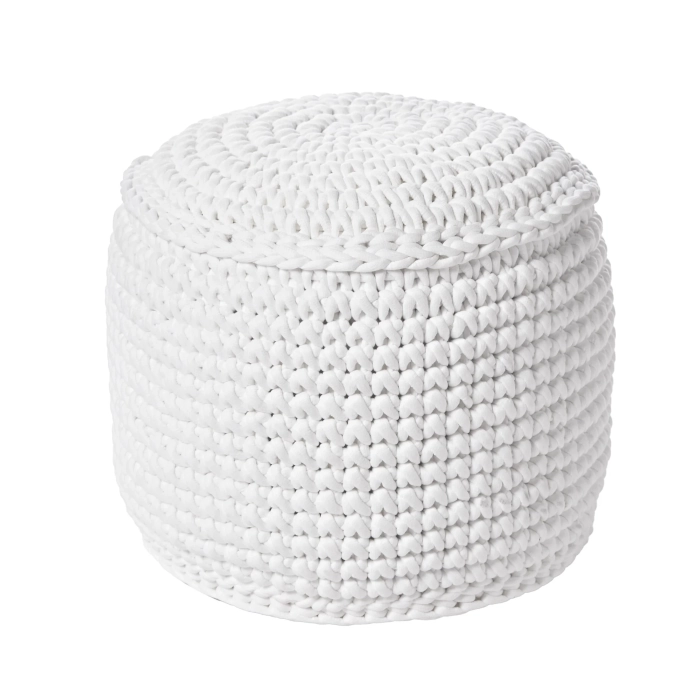 BRAIDED OTTOMAN - WHITE