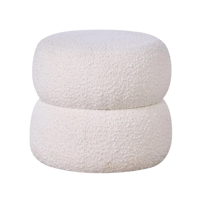 CHUNKY SMALL BOUCLE OTTOMAN - WHITE