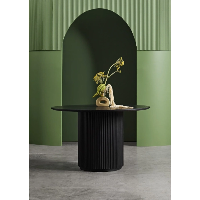 ROUND RIBBED TABLE - BLACK - Image 3