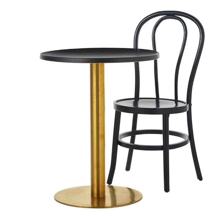 BRASS CAFE TABLE - BLACK - Image 3