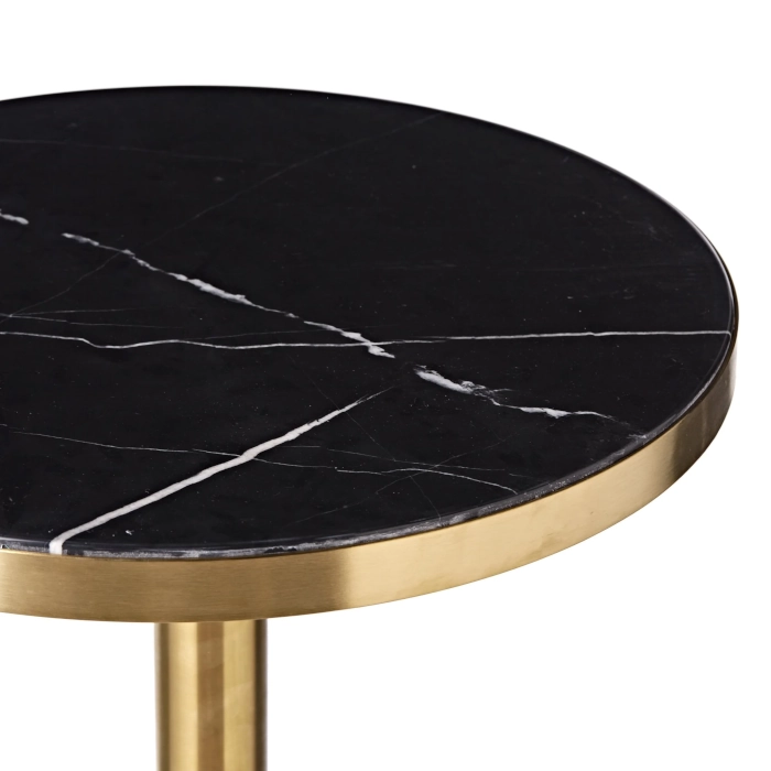 BRASS CAFE TABLE - MARBLE BLACK - Image 2