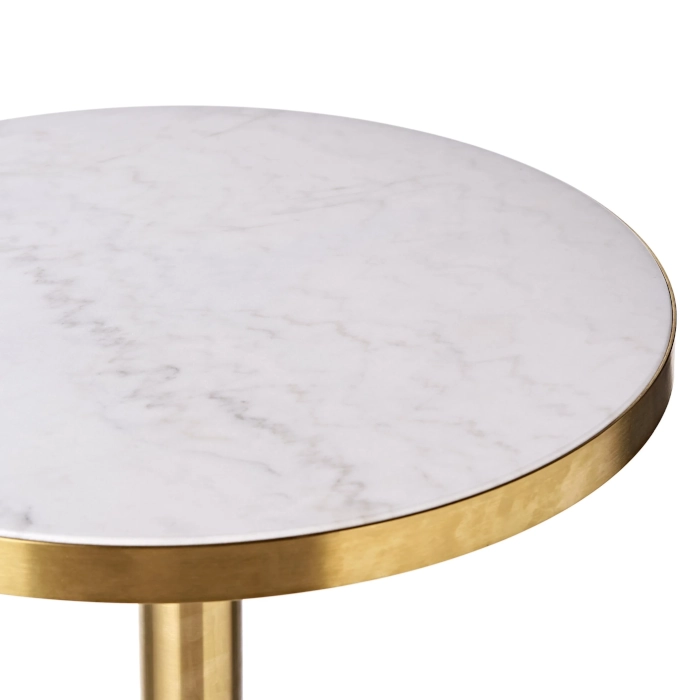 BRASS CAFE TABLE - MARBLE WHITE - Image 2