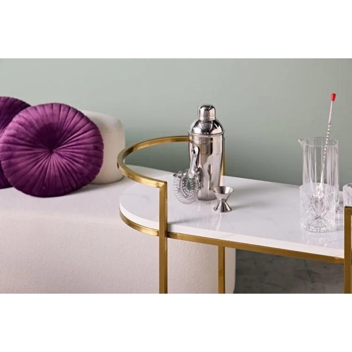 MANHATTAN BAR CART - WHITE AND GOLD - Image 4