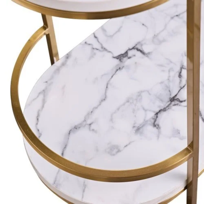 MANHATTAN BAR CART - WHITE AND GOLD - Image 5