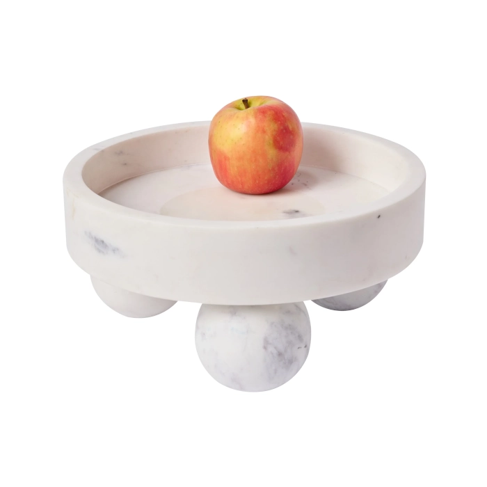 MARBLE ROUND DISPLAY BOWL WITH BALL FEET - WHITE - Image 2