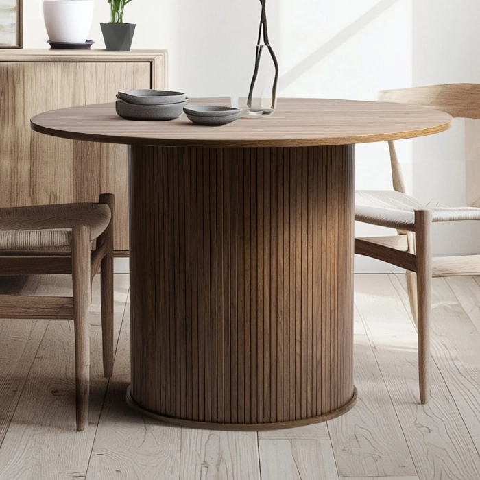 ROUND RIBBED TABLE - WALNUT - Image 3
