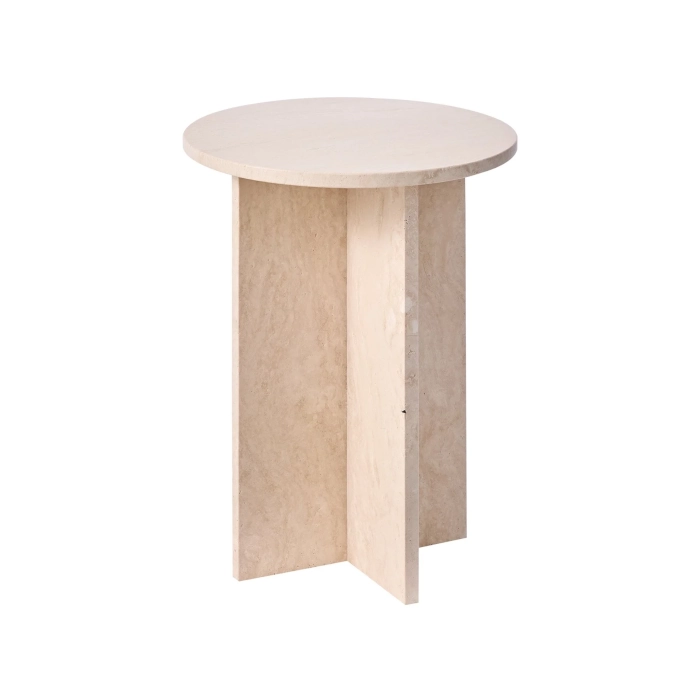 TRAVERTINE SIDE TABLE - NUDE - Image 2