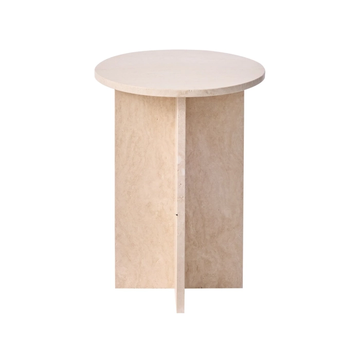 TRAVERTINE SIDE TABLE - NUDE - Image 3