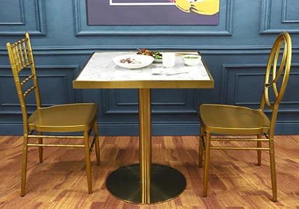 Sample Bistro Setup with Marble Table and Gold Chiavari Chairs