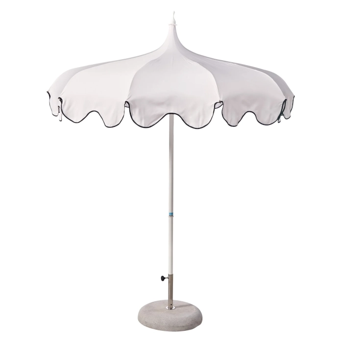 RIVIERA PAGODA UMBRELLA - WHITE WITH BLACK TRIM - Image 2