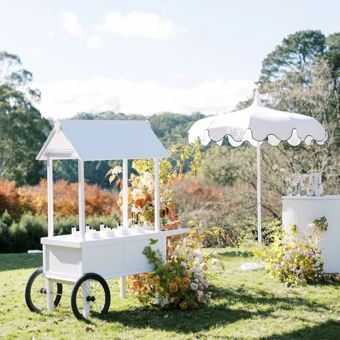RIVIERA PAGODA UMBRELLA - WHITE WITH BLACK TRIM - Image 3