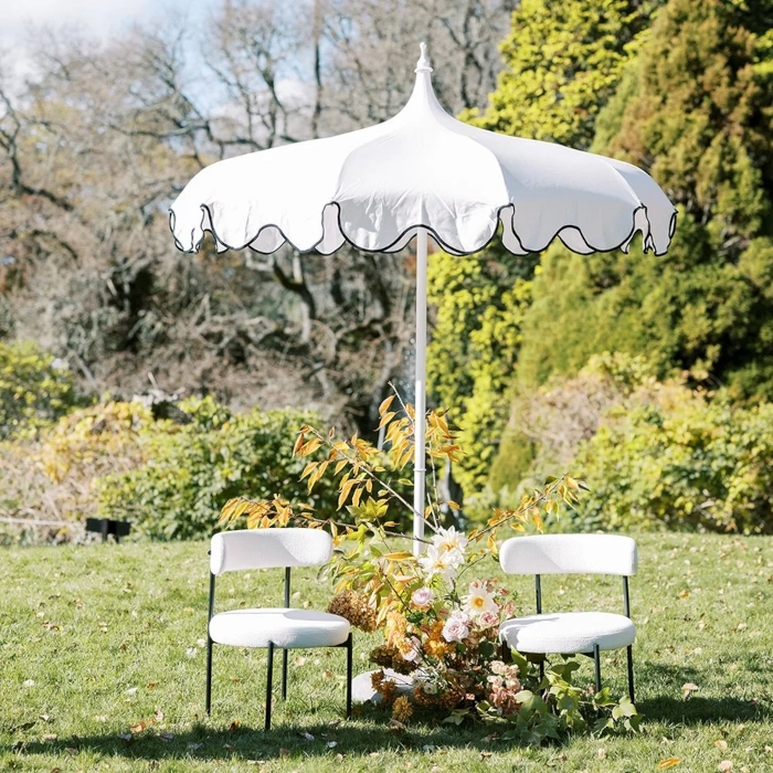 RIVIERA PAGODA UMBRELLA - WHITE WITH BLACK TRIM - Image 5