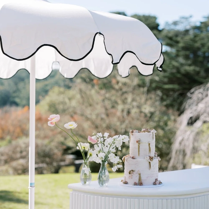 RIVIERA PAGODA UMBRELLA - WHITE WITH BLACK TRIM - Image 6