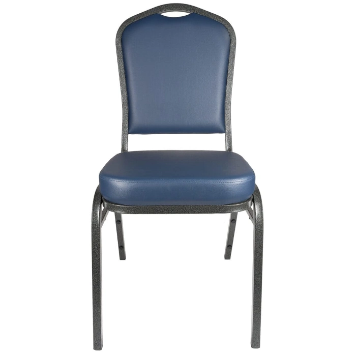 CROWN BACK BANQUET CHAIR - BLUE VINYL SILVER - Image 2