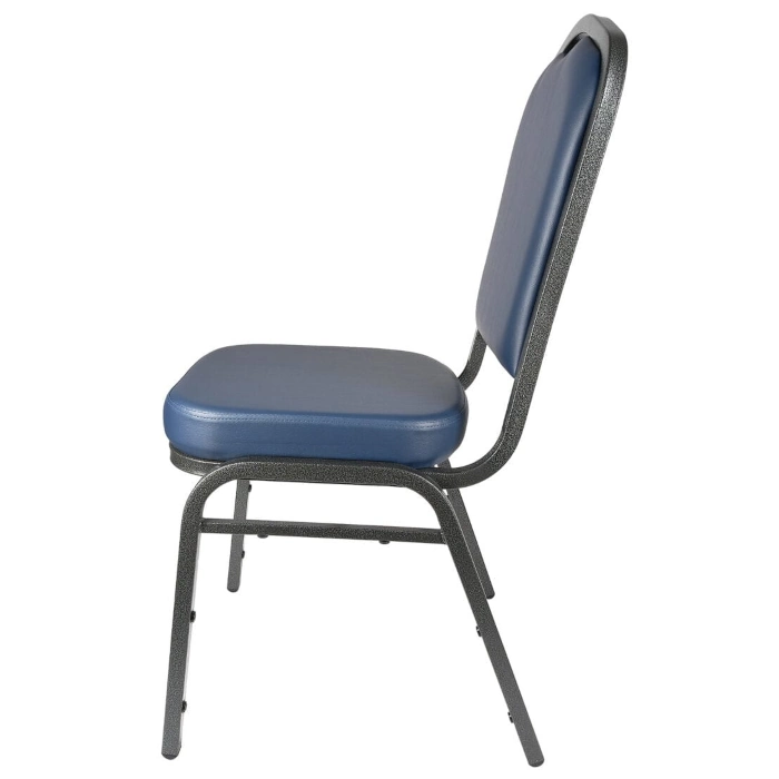 CROWN BACK BANQUET CHAIR - BLUE VINYL SILVER - Image 3