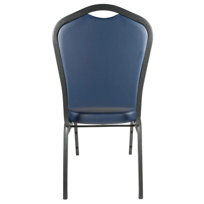 CROWN BACK BANQUET CHAIR - BLUE VINYL SILVER - Image 4