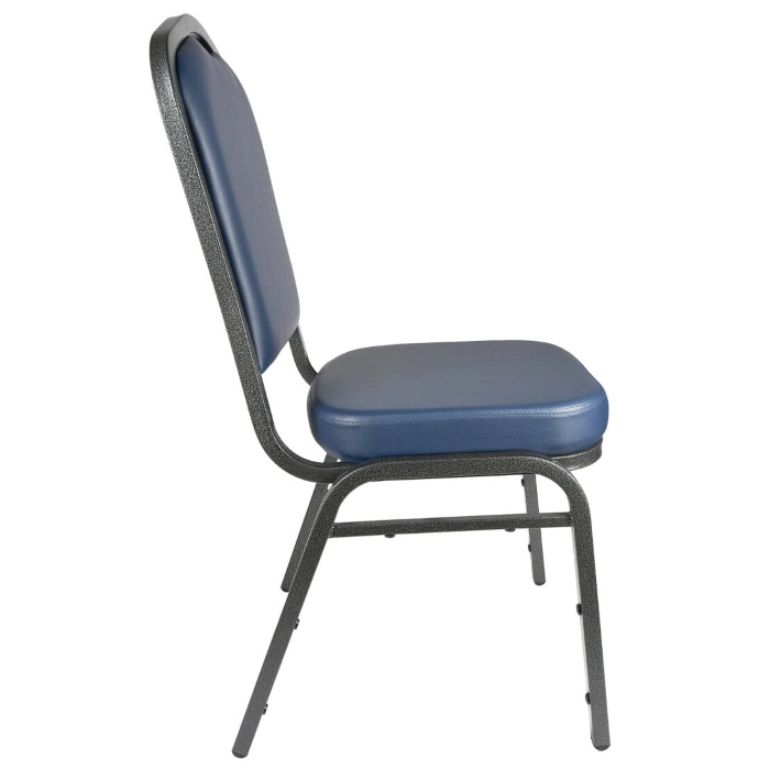 CROWN BACK BANQUET CHAIR - BLUE VINYL SILVER - Image 5