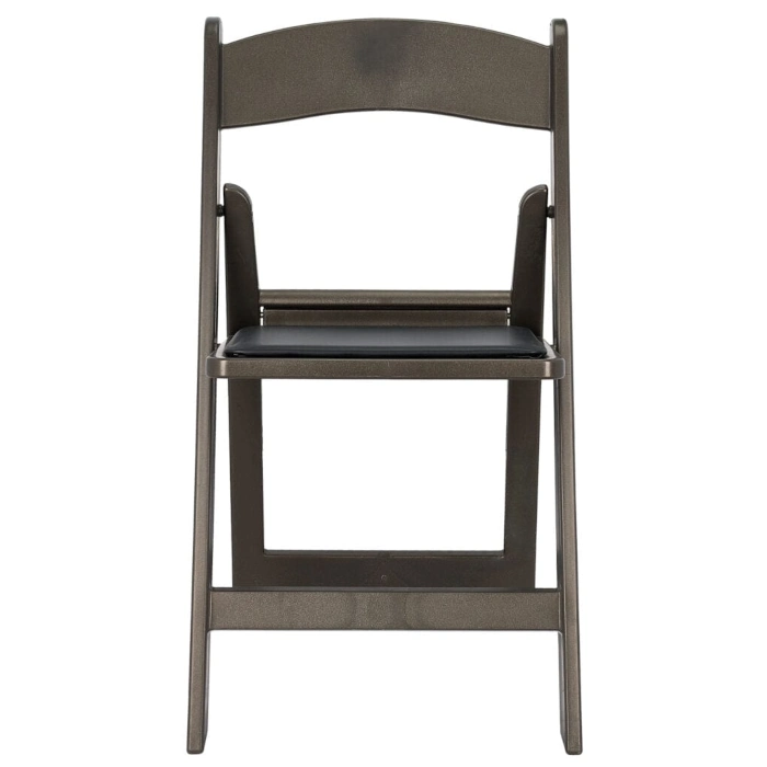 WOODGRAIN RESIN STEEL FOLDING CHAIR - BLACK - Image 2