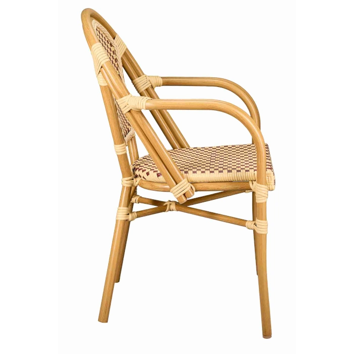 FRENCH BISTRO CHAIRS WITH ARMS - BROWN - Image 5