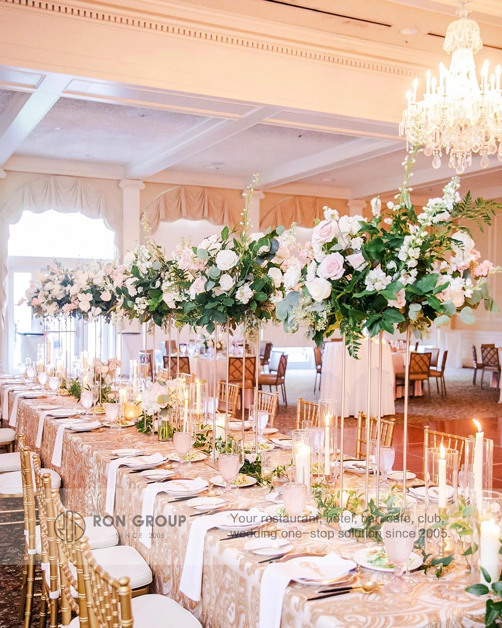 RON GROUP INSIDE PEAR Series Luxury Event Table Setting RON GROUP INSIDE PEAR Series Elegant Event & Banquet Table Furniture Display