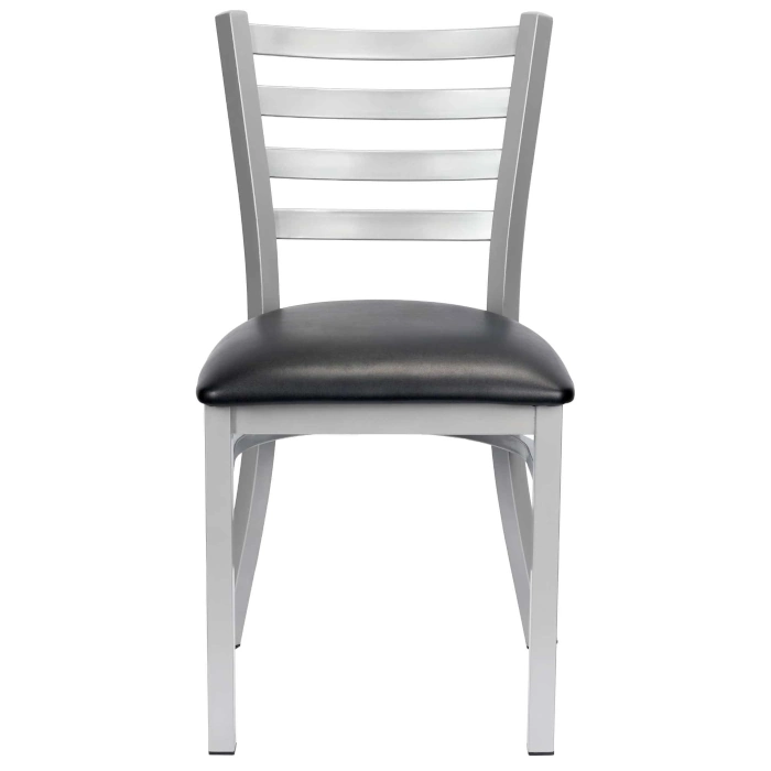 LADDER BACK CHAIR WITH SILVER FRAME - BLACK - Image 2