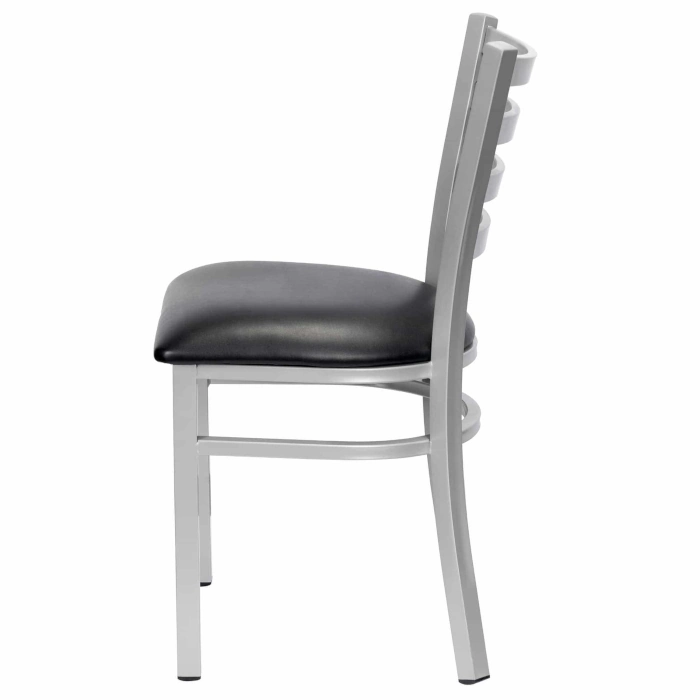 LADDER BACK CHAIR WITH SILVER FRAME - BLACK - Image 3