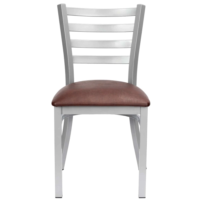 LADDER BACK CHAIR WITH SILVER FRAME - BROWN - Image 2