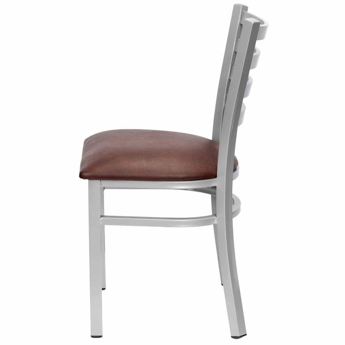 LADDER BACK CHAIR WITH SILVER FRAME - BROWN - Image 3
