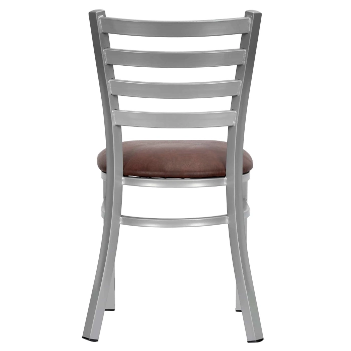 LADDER BACK CHAIR WITH SILVER FRAME - BROWN - Image 4