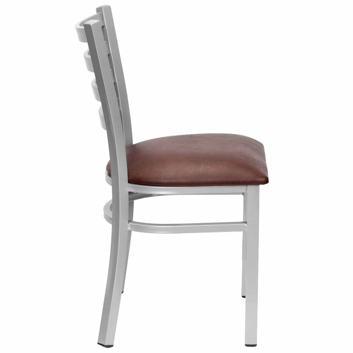 LADDER BACK CHAIR WITH SILVER FRAME - BROWN - Image 5
