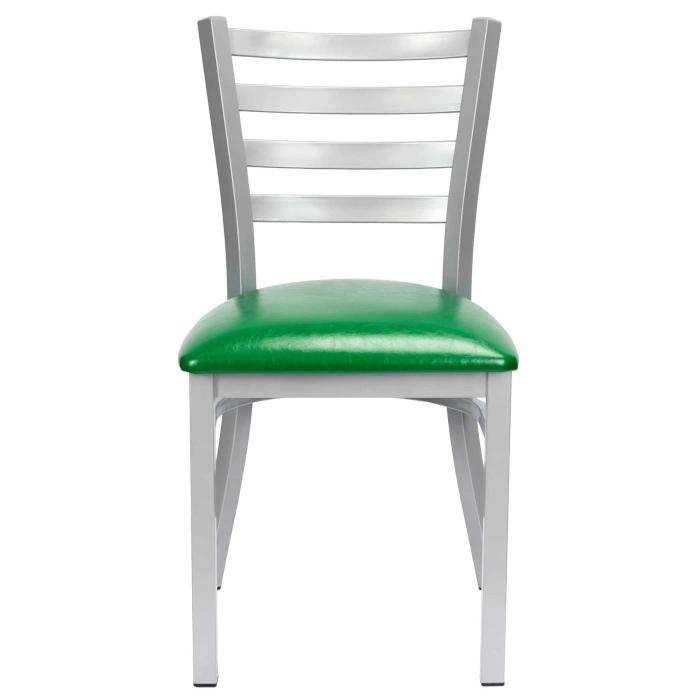 LADDER BACK CHAIR WITH SILVER FRAME - GREEN - Image 2