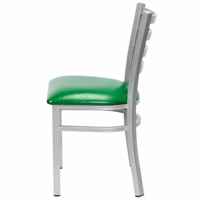 LADDER BACK CHAIR WITH SILVER FRAME - GREEN - Image 3