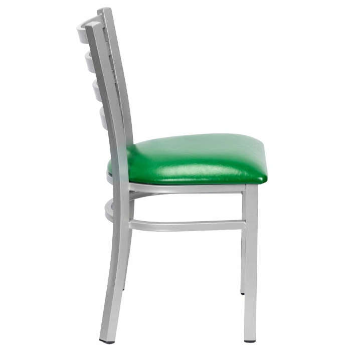 LADDER BACK CHAIR WITH SILVER FRAME - GREEN - Image 4