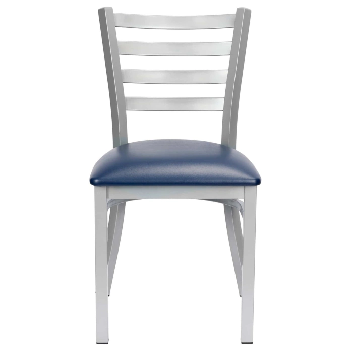 LADDER BACK CHAIR WITH SILVER FRAME - NAVY BLUE - Image 2