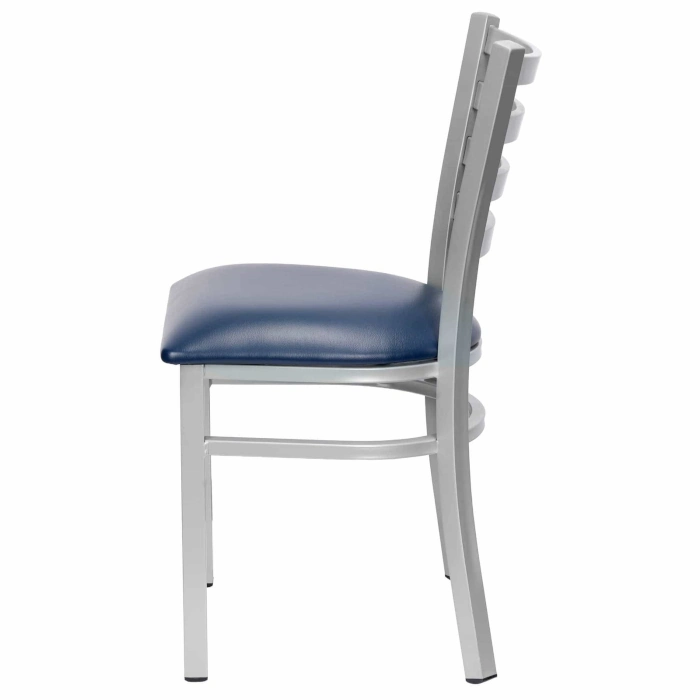 LADDER BACK CHAIR WITH SILVER FRAME - NAVY BLUE - Image 3