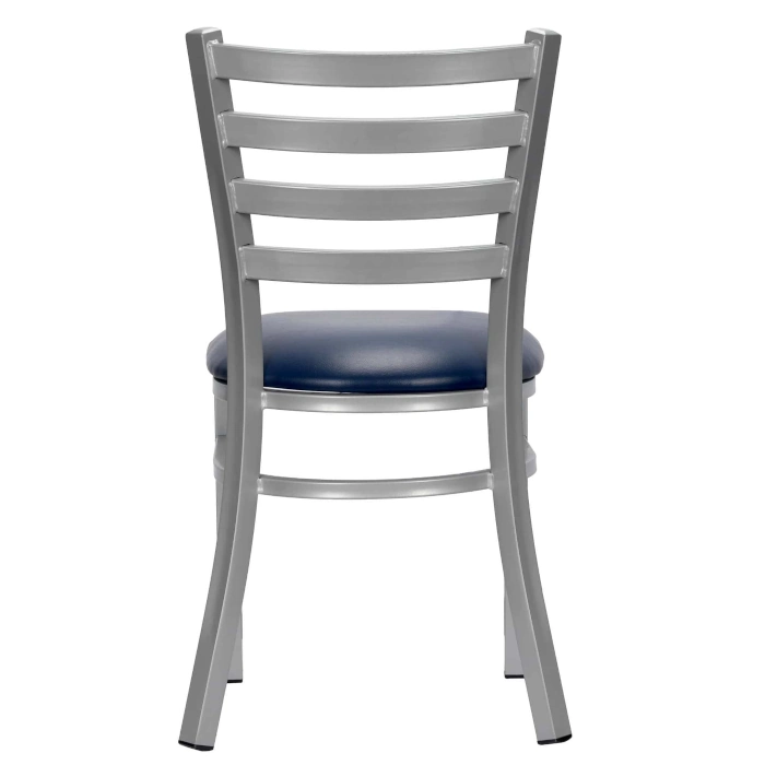 LADDER BACK CHAIR WITH SILVER FRAME - NAVY BLUE - Image 4
