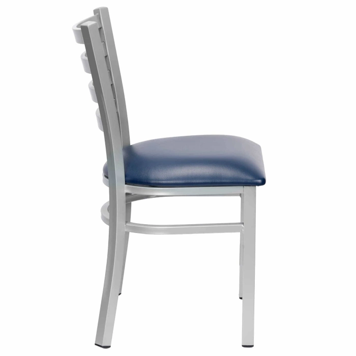 LADDER BACK CHAIR WITH SILVER FRAME - NAVY BLUE - Image 5