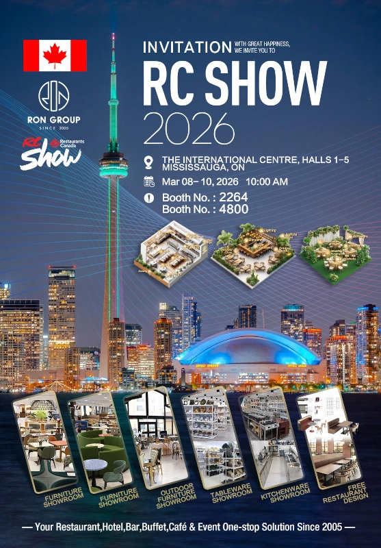 Ron Group at RC Show 2026 - One-stop Hospitality Solutions Ron Group booth at RC Show 2026 in Mississauga, ON - furniture, tableware, kitchenware solutions