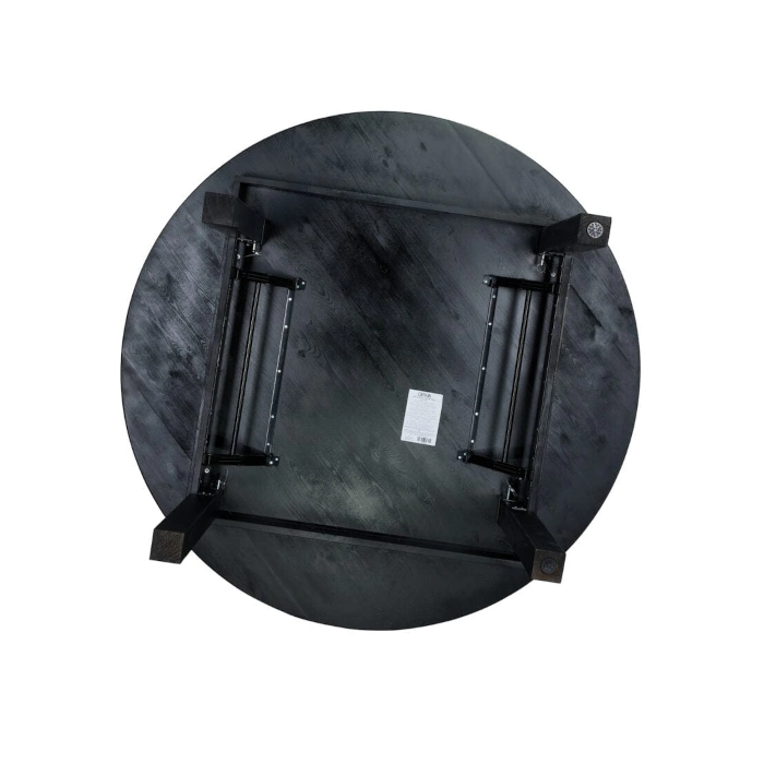 ROUND WOOD FARM TABLE - BLACK - Image 3
