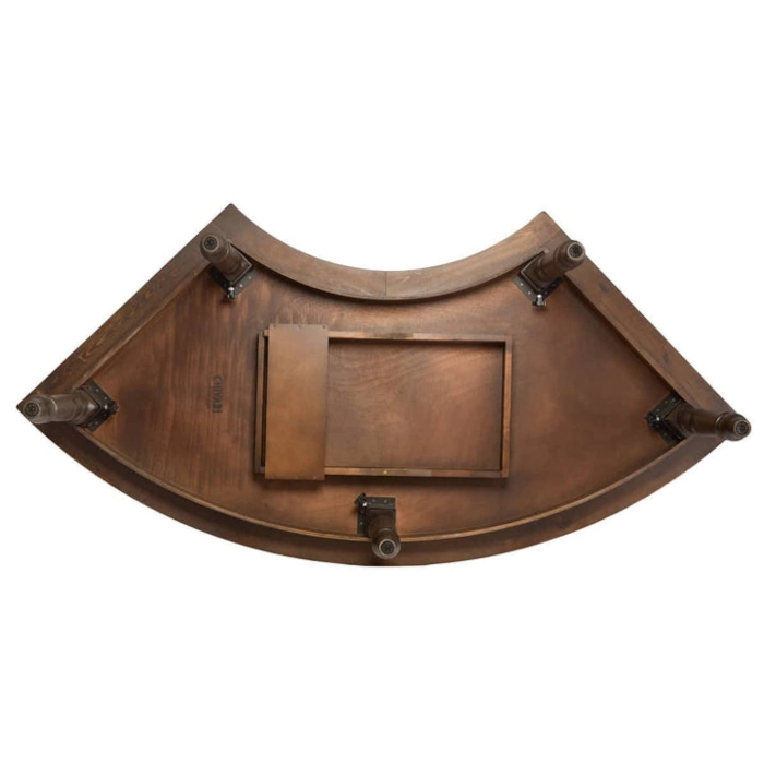 SERPENTINE FLUTED LEG WOOD FARM TABLE - FRUITWOOD - Image 2