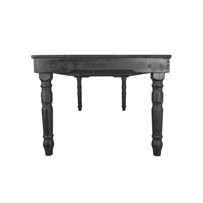 THIN FLUTED LEG WOOD FARM TABLE - BLACK - Image 2