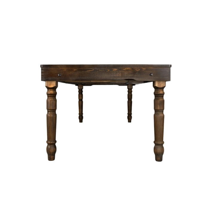 THIN FLUTED LEG WOOD FARM TABLE - BROWN - Image 2