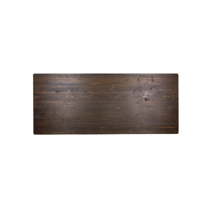 THIN FLUTED LEG WOOD FARM TABLE - BROWN - Image 3