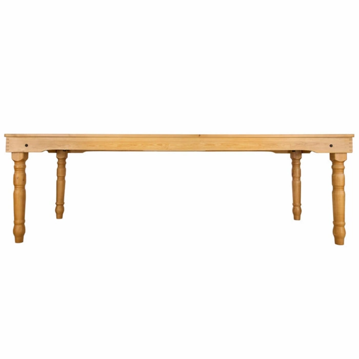 THIN FLUTED LEG WOOD FARM TABLE - NATURAL - Image 2