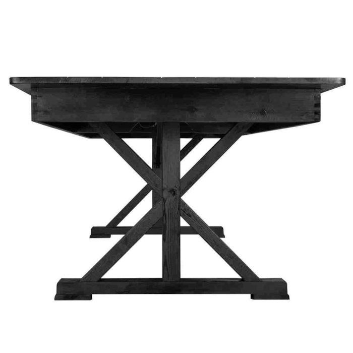 X LEG WOOD FARM TABLE - BLACK - Image 3
